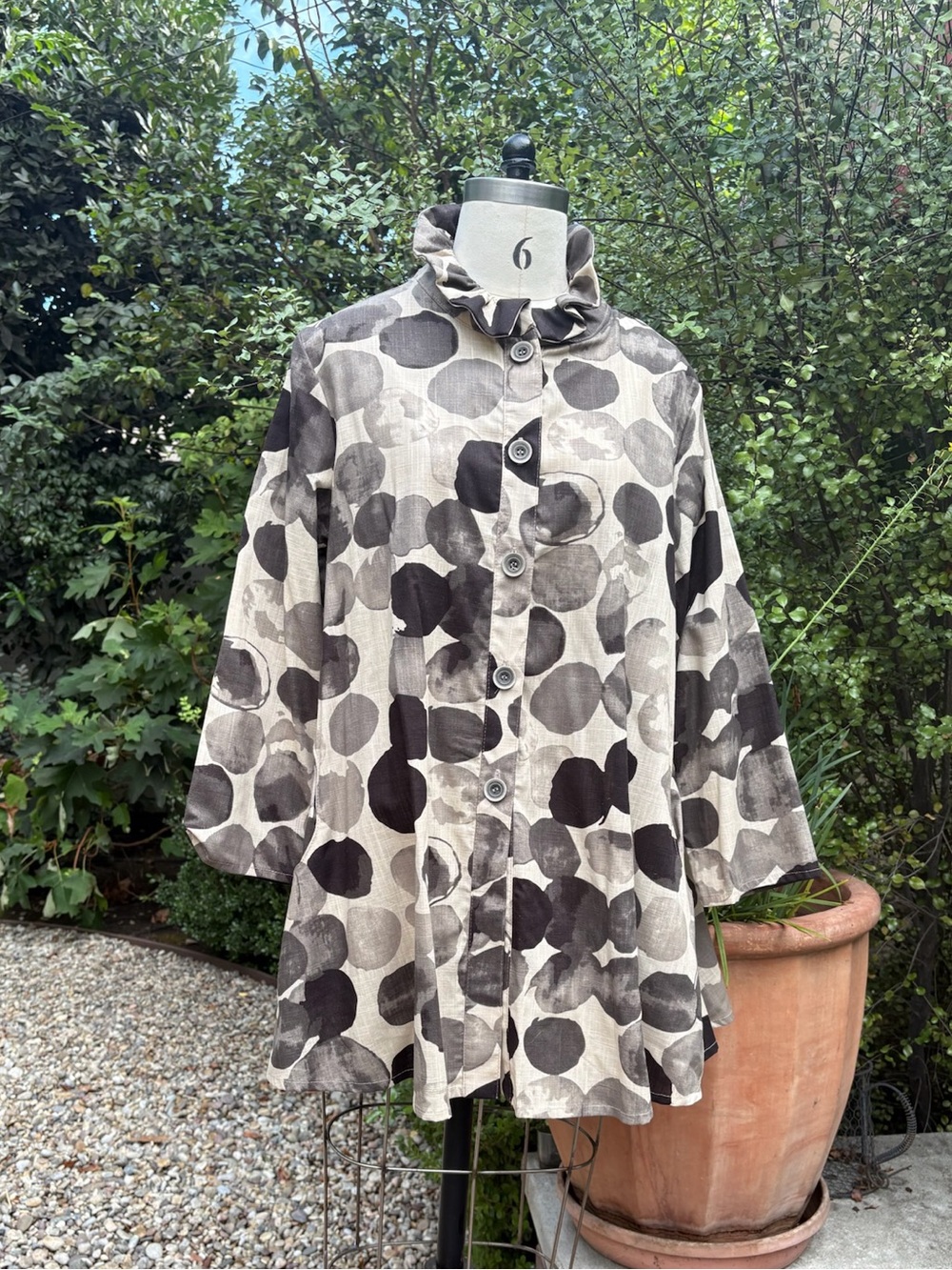 NWT Yushi “Splatter Sphere" button-down tunic - Size L